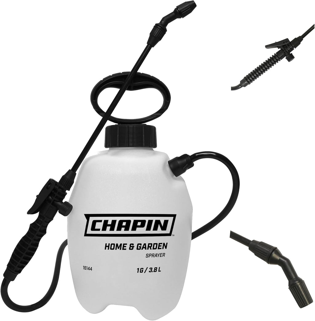 Fumigadora Chapin de Bomba Deluxe 1 Galón | Tanque Poli Traslúcido, Mango Ergonómico, Boquilla de Cono Ajustable y Filtro para Herbicidas, Pesticidas y Fertilizantes