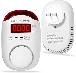 2 Packs Combination Gas & Carbon Monoxide Detectors Plug in, 2-in-1 Natural Gas Detector & Carbon Monoxide Alarm,Dual Sensor CO Detector Alarm & Propane, Methane, Explosive Gas Detector for Home,RV