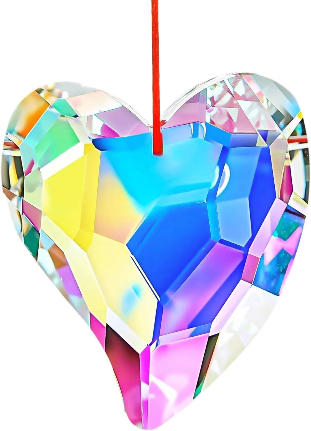 HDCRYSTALGIFTS Prisma Corazón Atrapa Luz de Cristal 2.7" — Decoración Colgante para Ventana y Celebraciones