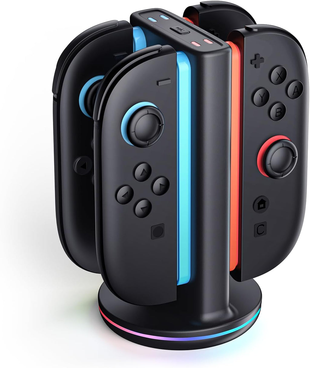 Base Cargadora SUPCASE para Joy Con Nintendo Switch 2 – Carga Doble, 9 Modos de Luz, Magnética | Negro