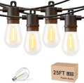 Guirnalda de luces LED para exteriores Svater de 7,6 metros, luces para patio, exteriores, resistentes al agua IP65 con bombillas LED irrompibles, luz colgante para balcón, patio trasero, cafetería, bistró, luz blanca cálida