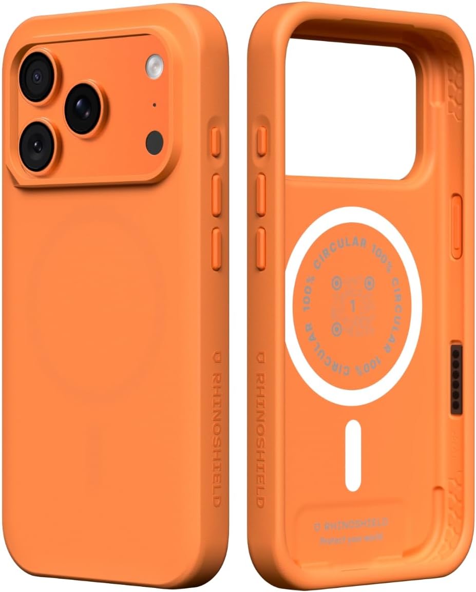 Funda RhinoShield compatible con MagSafe para iPhone 17 Pro | SolidX - Protección reforzada que absorbe los impactos, diseño minimalista y delgado con protección contra caídas de grado militar - Naranja neón