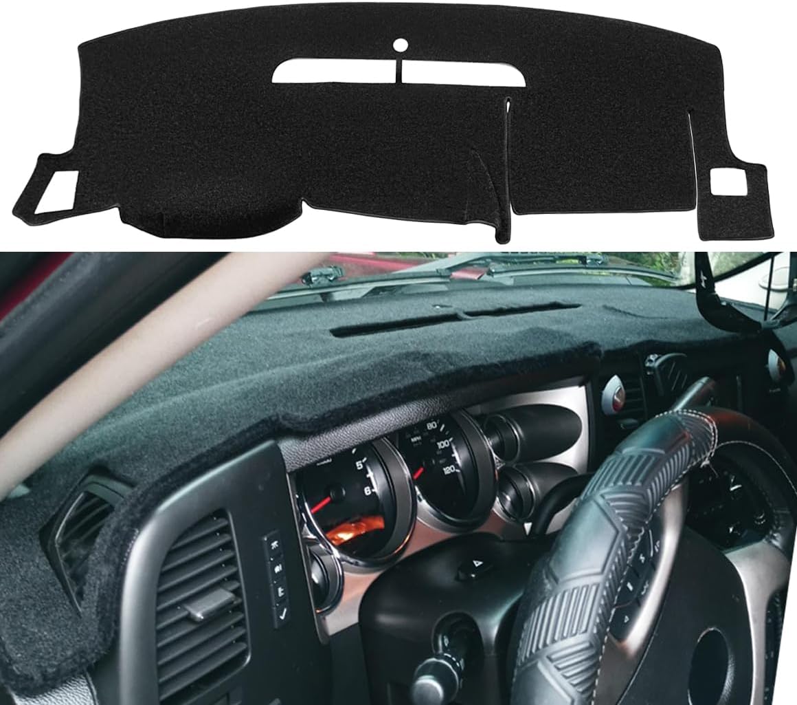 Cubierta de Tablero Y74 para Chevrolet Silverado 1500 LT/WT / 2500HD / 3500HD y GMC Sierra 2007-2013 | Negra | Alfombrilla a Medida | 1 Unidad