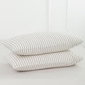 Fundas de Almohada MooMee Bedding Pack 2 – 100% Algodón Lavado Textura Lino, Rayas Blanco y Gris Oscuro, Tamaño Estándar