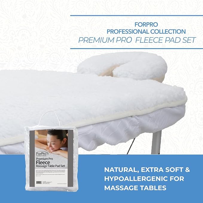 ForPro Premium Pro - Juego de almohadillas de mesa de masaje de forro polar, extrasuaves, hipoalergénicas, incluye almohadilla para mesa de masaje y funda para reposo facial, 31 pulgadas de ancho x 72