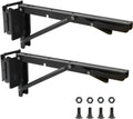 12 Inch Double Fittings E Track Shelf Bracket - Durable Hinged Collapsible Table Brackets - 2 Pack Black Powder Coating E-Track Accessories for etrack Workbench Shelves