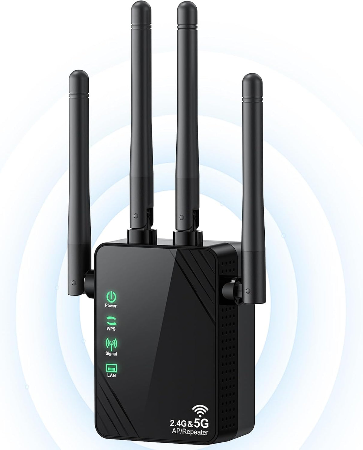 Extensor de señal WiFi para el hogar, extensor de internet de doble banda de 1200 Mbps, amplificador WiFi con cobertura de hasta 12888 pies cuadrados y 105 dispositivos, repetidor WiFi con puerto Ethernet, fácil configuración.