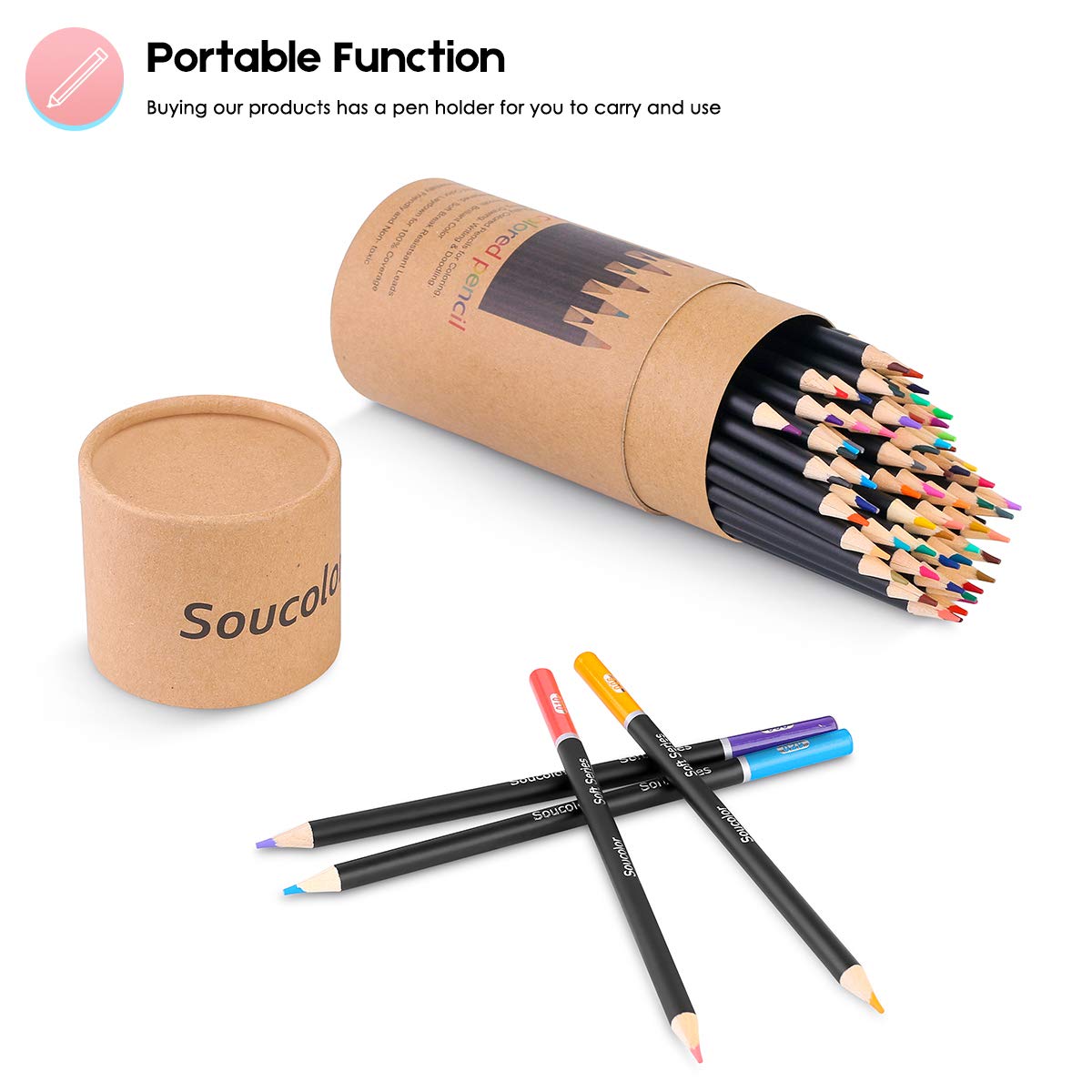 Soucolor Set de 72 Lápices de Colores – Arte Premium para Adultos, Colores Vibrantes, Mezcla Fácil y Sombreado