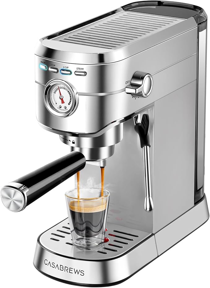 USADO - Máquina de expreso de 20 bares, cafetera de café espresso profesional con varita espumadora de leche, máquina de café espresso compacta con aspecto completo de acero inoxidable para capuchino, latte, macchiato, tamaño grande