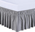 Falda de Cama Ajustable Queen — Gris Oscuro, Caída de 14 Pulgadas, Plés Ajustable, Tela Cepillada Sin Arrugas