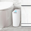 Papelera de baño TIPGO con sensor de movimiento automático y tapa, 2,6 galones, sin contacto, papelera inteligente de plástico delgada para dormitorio, oficina o residencia estudiantil (blanca).