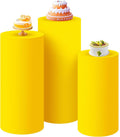 SaitiMade Set de 3 Fundas para Pedestales Cilindricos Amarillas | Cubiertas de Spandex para Cilindros de Fiesta, Boda o Cumpleanos | Solo Cubiertas