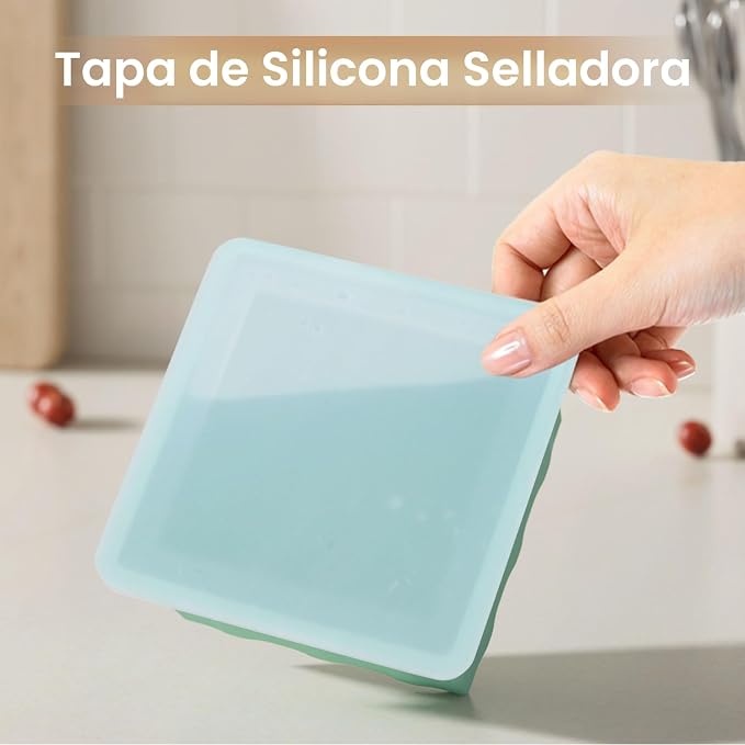 Bandeja de silicona para congelador para cubitos de sopa: Bandejas de congelación de 2 tazas con tapa para preparación de comidas - Paquete de 4 Bandejas de porción de sopa para congelar con silicona