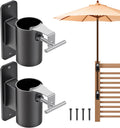 Soporte para sombrilla Lifeswell de alta resistencia para barandilla de terraza, soporte para sombrilla de patio para postes de 1 a 2 pulgadas, diseño que ahorra espacio, montaje plano seguro y resistente para barandilla de terraza, balcón, patio exterior