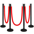 Paquete de 4 postes con cuerda de terciopelo, postes para control de multitudes, postes para filas de cine, artículos para fiestas (rojo)…