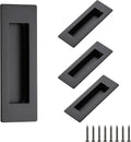 Ravinte - Juego de 4 manijas negras para puertas corredizas de armario, tiradores negros al ras de 5.9 pulgadas de largo, empotradas, para puertas corredizas de granero, tiradores cuadrados para gabinetes, acero inoxidable 