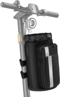 FINPAC Portavasos para Bicicleta | Universal con Bolsillos para Teléfono, para Coche de Bebé, Andador, Carrito de Golf y Scooter | Negro