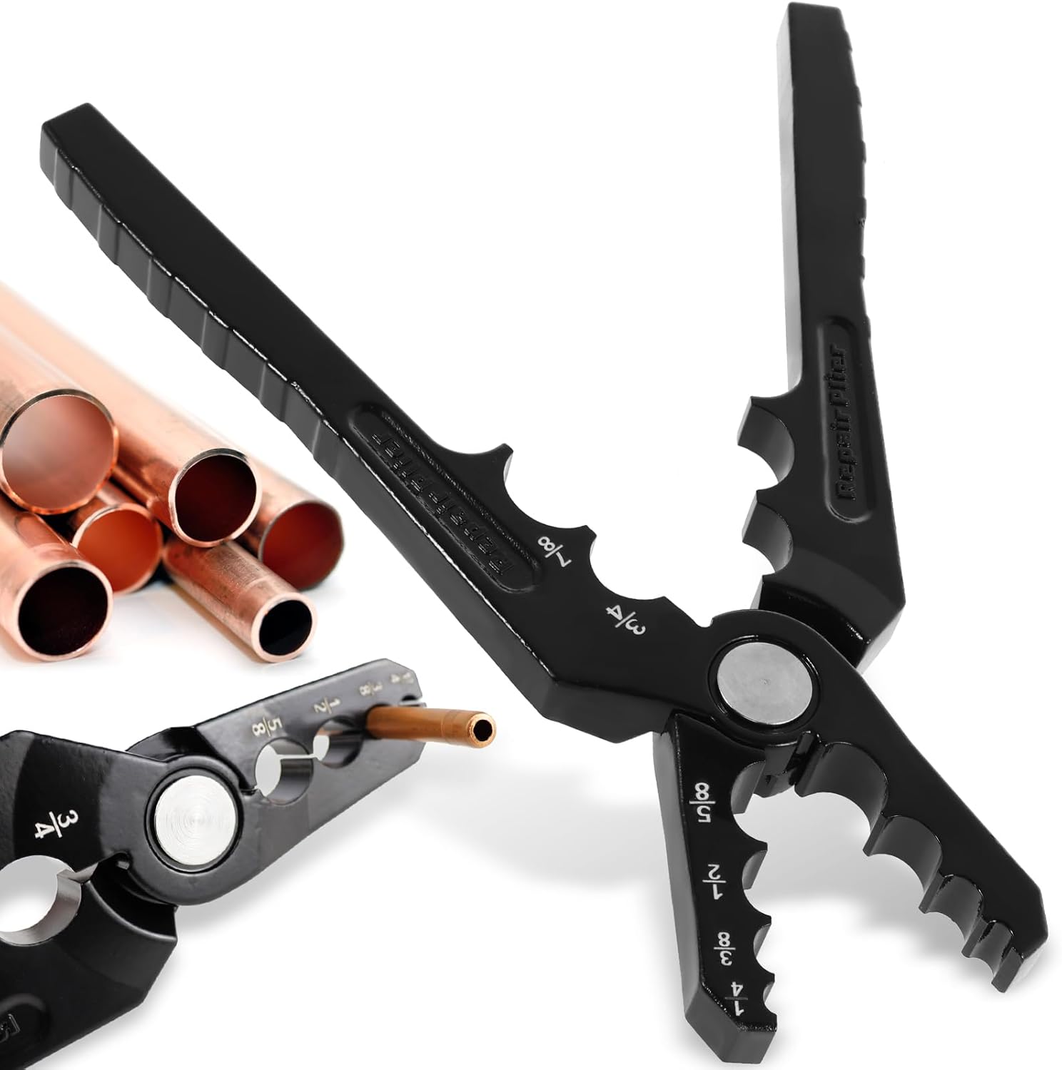 Manual Copper Tube Rounder Flat Tube Repairer Pliers Pipe Rounding Plier with 6 Hole Multifunctional Tube Rounder Tool for 1/4" 3/8" 1/2" 5/8" 3/4" 7/8" Copper Tube Aluminum Thin Walled Iron Pipe