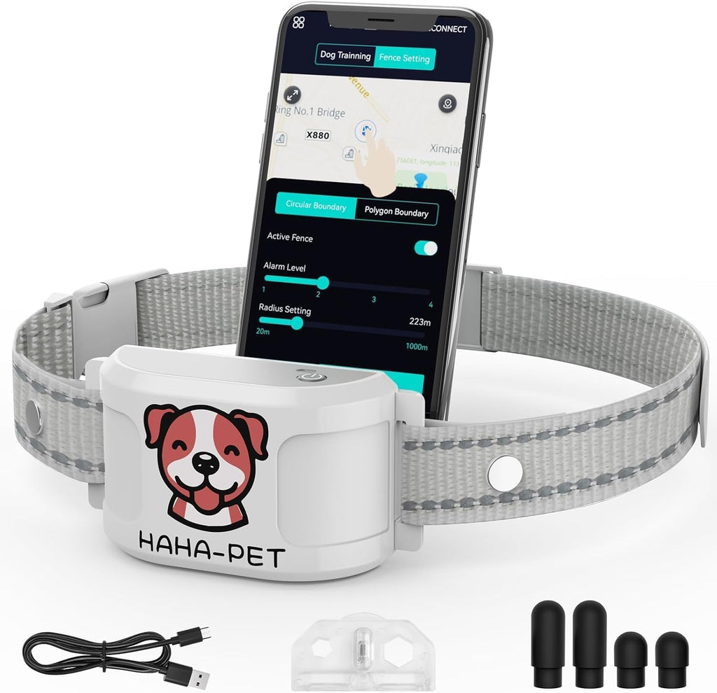 Collar eléctrico GPS para perros con aplicación gratuita, sistema de valla inalámbrica con collar de entrenamiento, valla portátil para uso en exteriores, collar recargable e impermeable, ajustable para perros.