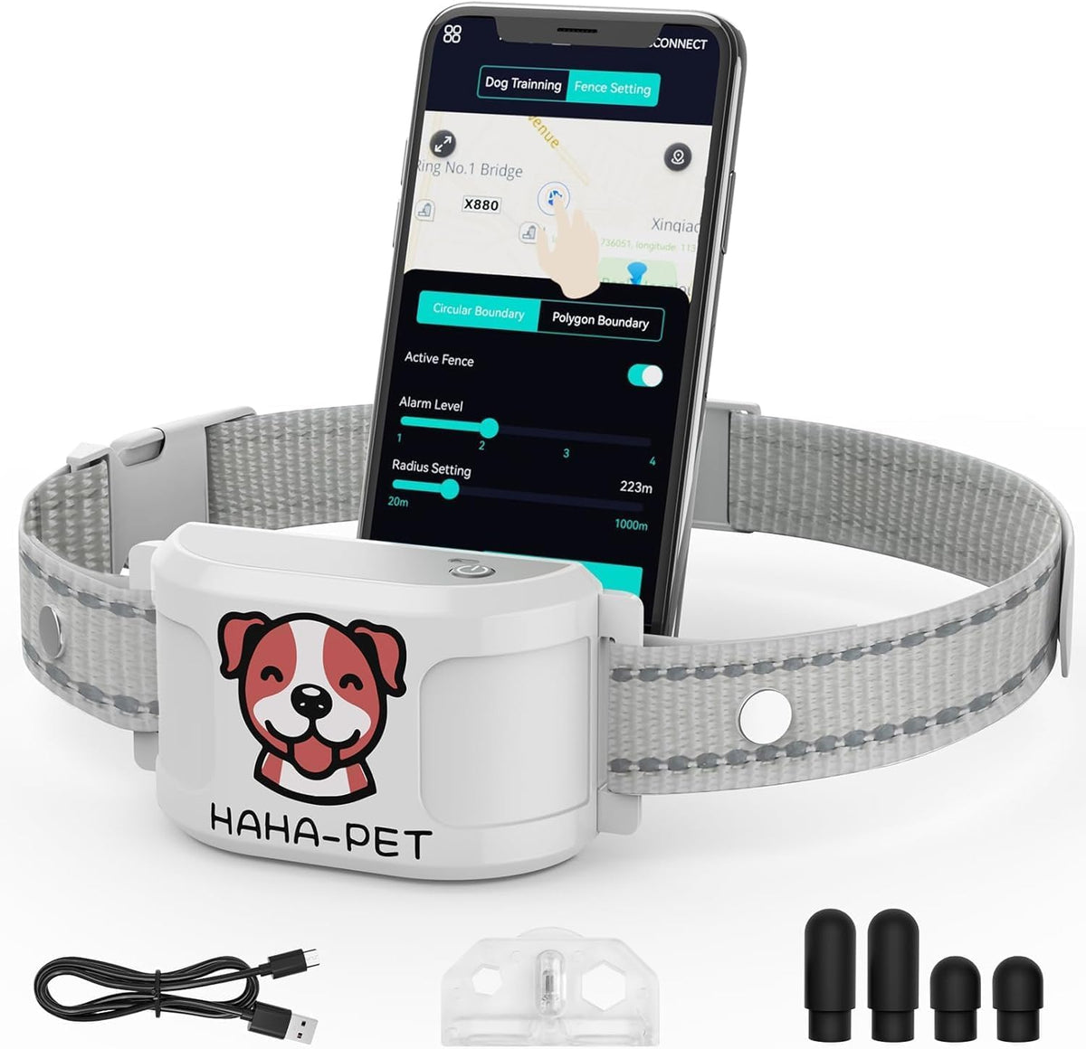 Collar eléctrico GPS para perros con aplicación gratuita, sistema de valla inalámbrica con collar de entrenamiento, valla portátil para uso en exteriores, collar recargable e impermeable, ajustable para perros.