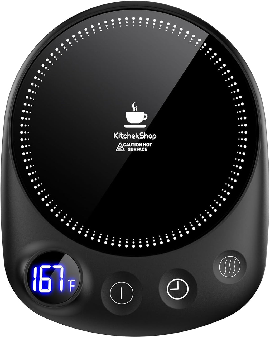 Calentador de tazas de café: Calentamiento rápido y temperatura máxima, para escritorio, con apagado automático, 4 configuraciones de temperatura y temporizador de 1 a 12 h, calentador eléctrico inteligente para café y té (negro) 