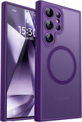 CANSHN Funda para Samsung Galaxy S24 Ultra | Proteccion Total de Camara | Compatible con MagSafe | Mate Translucida Antichoque 6.8 Pulgadas | Purpura Oscuro