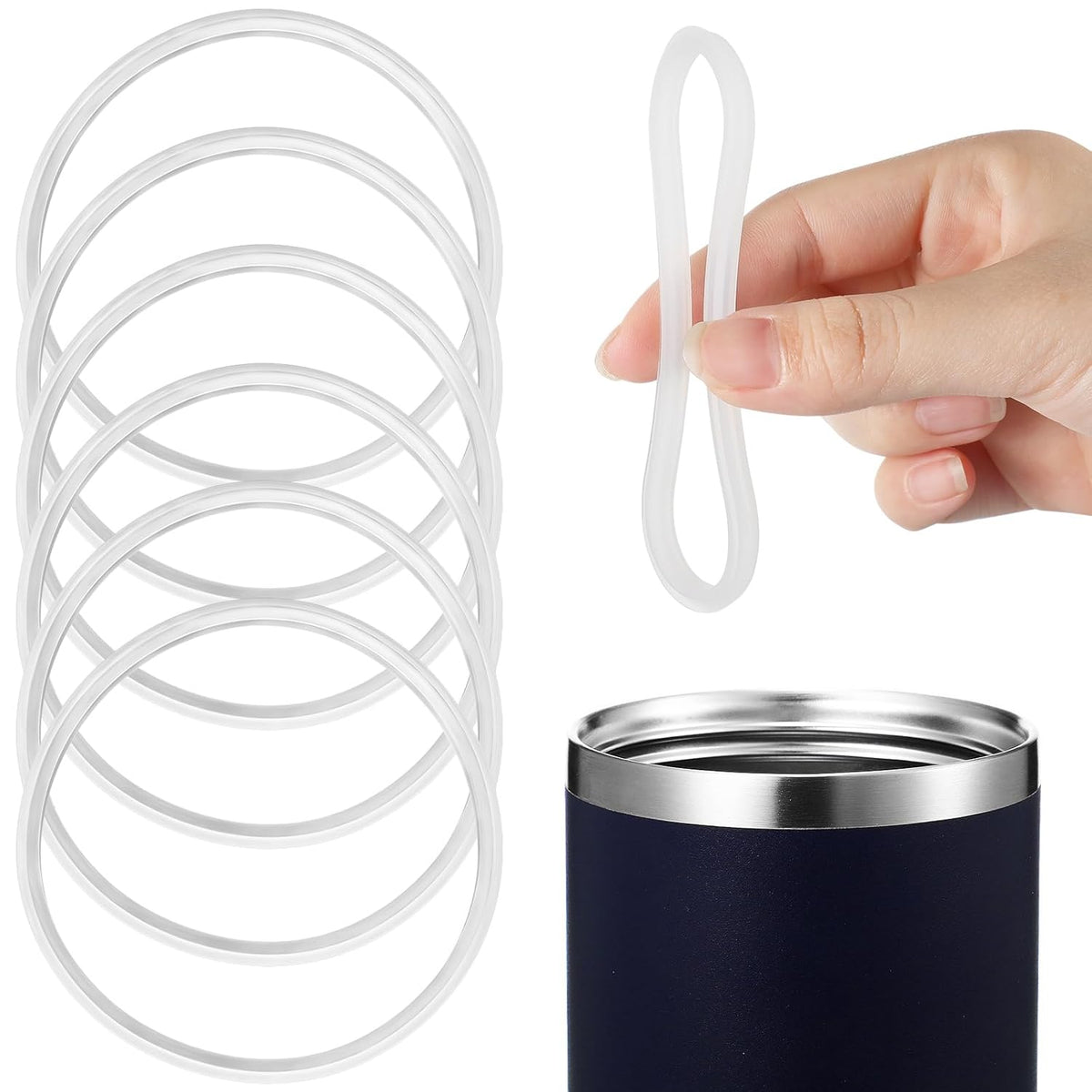 Sellos de Repuesto Patelai para Tumblers — 6 Piezas Goma en O, Blanco, Para Vasos 10-20 oz Acero Inoxidable