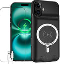 YINGYKJ Battery Case for iPhone 16, Enhanced 10000mAh Portable Protective Wireless Charging Case Support Carplay Compatible with iPhone 16 (6.1 inch) Rechargeable Extended Battery Charger (Black)