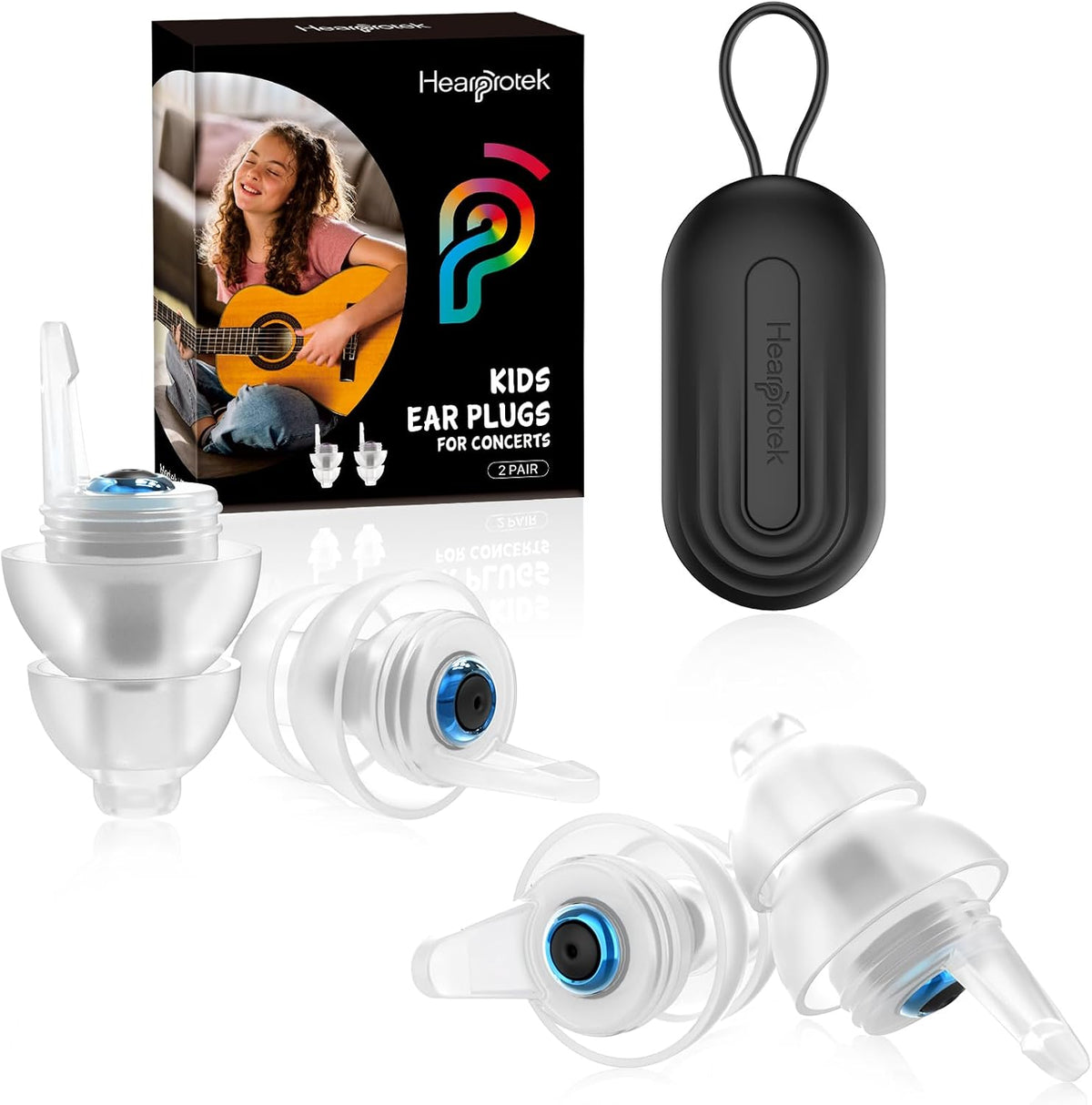Tapones para Oídos Infantiles de Alta Fidelidad – 2 Pares, Reducción 23dB, Para Niños 6–12 Años, Conciertos y Festivales, Azul Brillante