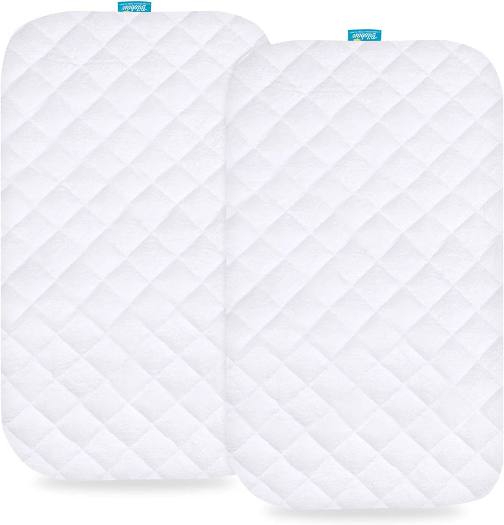 Funda impermeable para colchón de moisés, compatible con Jimglo 3 en 1, Nordmiex, BabyBond, INFANS, HARPPA e Ihoming Bedside Bassinet, paquete de 2, superficie ultrasuave, transpirable y de fácil cuidado.