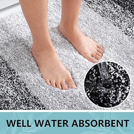 Juego de Alfombras de Baño Arotive 2 Piezas – Microfibra Suave, Antideslizante y Lavable a Máquina | Negro