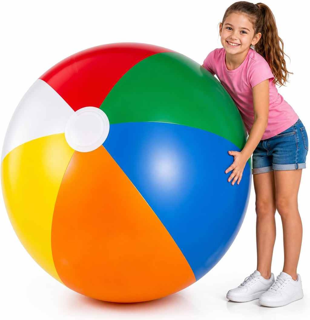 Balón de Playa Gigante de 61 cm - (Paquete de 3) Balones Inflables Grandes para Piscina y Playa, Juguetes para Niños, Decoración de Fiestas de Piscina Cumpleaños Tematizados Eventos de Playa