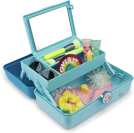 ⚠️ PRESENTA MANCHAS DE GOMA (SE PUEDEN QUITAR, NO AFECTA FUNCIONAMIENTO) — Organizador de Maquillaje Caboodles On-the-Go Girl Color Turquesa