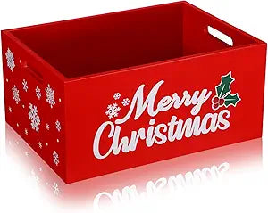 Caja de Madera Navideña Namalu – Organizador Rustic Hot Cocoa Bar (Rojo)