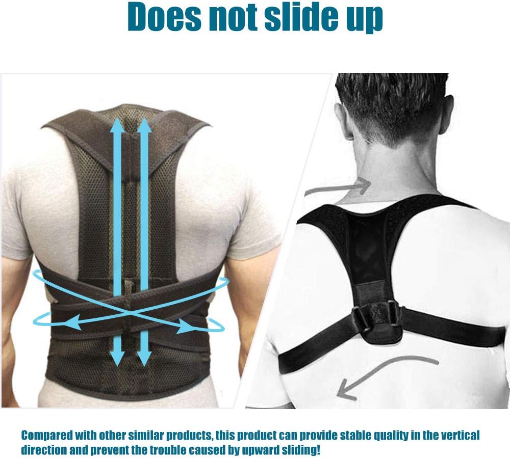 TALLA XS-Corrector de postura de espalda – Cinturón de soporte de espalda con correas totalmente ajustables para aliviar el dolor de espalda inferior y superior, mejora la postura y proporciona apoyo lumbar, apto para hombres y mujeres