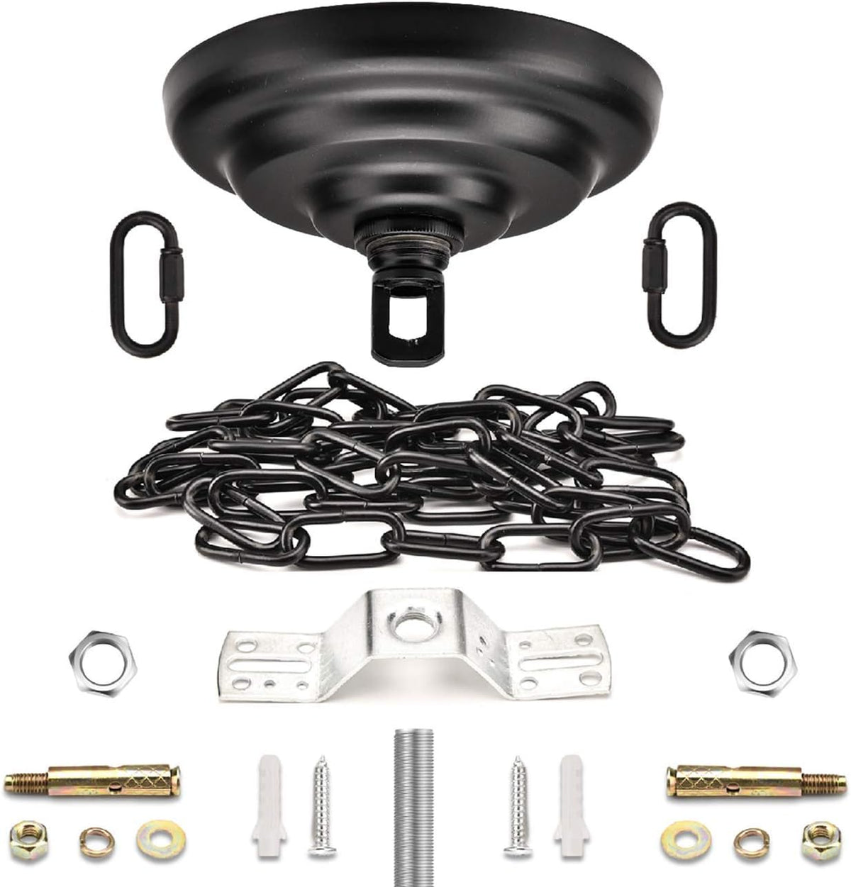 Kit Toldo Servicio Pesado ROJOSER y Cadena Accesorio Luz Colgante 1 Metro para Araña o Accesorios Luces Decorativas, Negro Vintage
