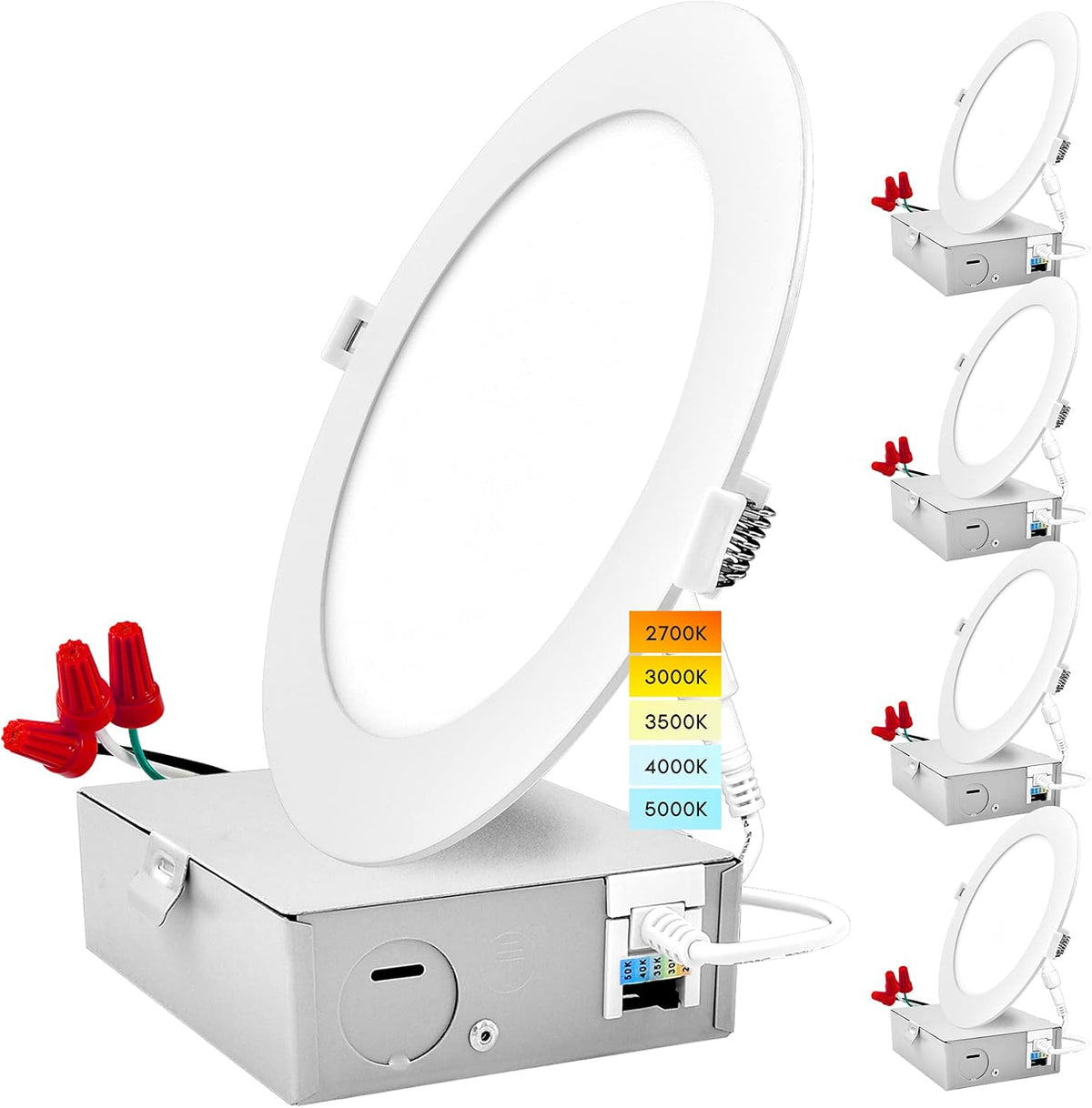 Luces Empotrables LED Ultrafinas Cloudy Bay 8" – Con Caja de Conexión, Luz Blanca | Pack de 4 Unidades