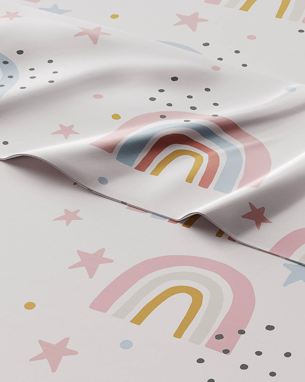 Kids Twin Size Rainbow Bed Sheets - 3 Piece Kids Rainbow Sheet Set - Star Theme Bedding - Ultra-Soft, Cute & Cozy - Breathable & Machine Washable - Colorful Bed Set for Boys, Girls, Teens & Toddlers