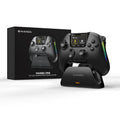 Controlador Inalámbrico Manba One con Pantalla Integrada para PC/Switch/Switch 2/iOS/Android, Estación de Carga, Joystick Hall Effect, Gatillos, Iluminación RGB Ajustable, Batería 1800mAh, Negro Oscuro