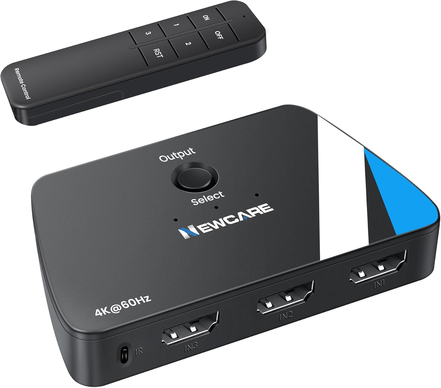 NEWCARE Conmutador HDMI 3 en 1, divisor HDMI 4K@60Hz con control remoto, interruptor HDMI compatible con HDCP2.2 Dolby HDR10+ VRR 3D, compatible con TV PS5/4 Xbox computadoras portátiles PC proyector