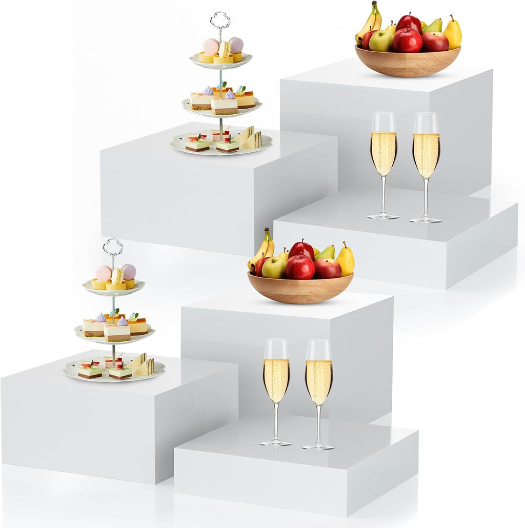 Elevadores de Buffet Bouiexye 6 Piezas | Cajas Acrilicas Transparentes | Exhibidor de Comida | Fiestas Bodas | 6x7x8