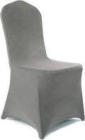 Peomeise Juego de 6 fundas elásticas de spandex para sillas, ideales para bodas, fiestas, cenas y eventos (gris, 6 unidades)