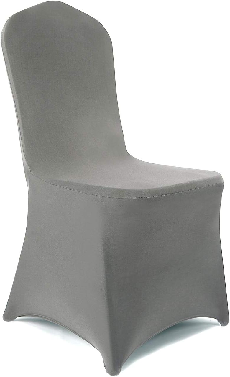 Peomeise Juego de 6 fundas elásticas de spandex para sillas, ideales para bodas, fiestas, cenas y eventos (gris, 6 unidades)