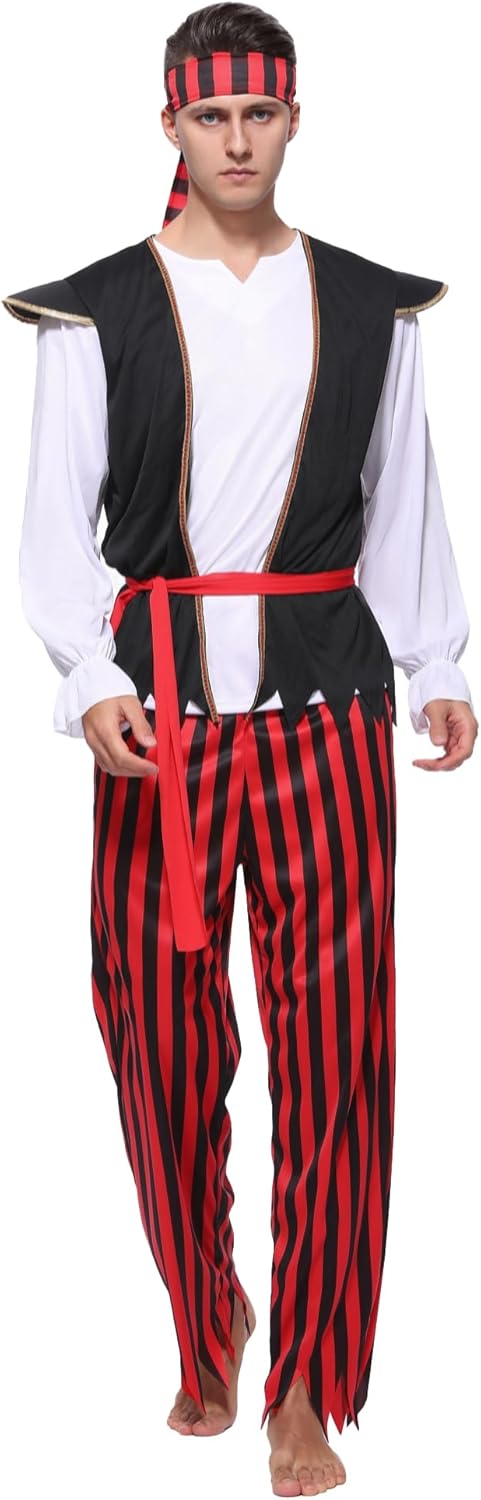 Lingway Toys Adult Men Pirate Costume For Halloween, Adult Halloween Costumes,Masquerade Costumes