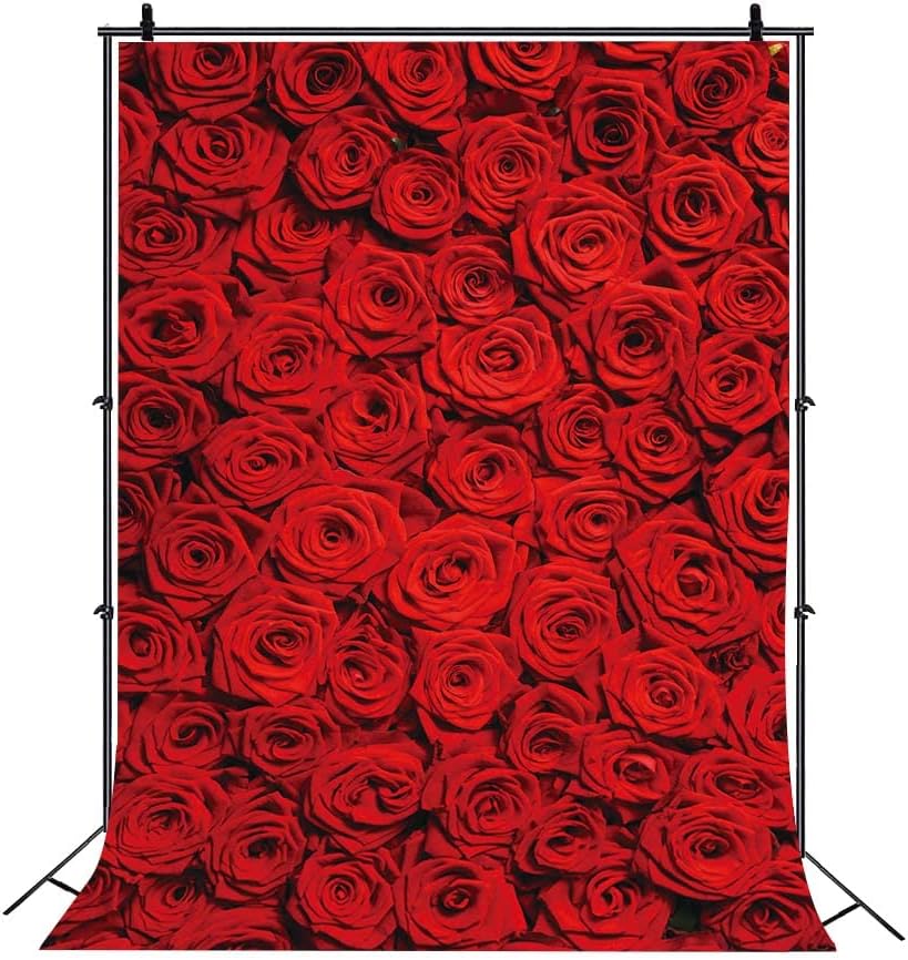 Fondo floral de rosas rojas RUINI para fotografía de bodas, pared de rosas, decoración para bodas de San Valentín, despedidas de soltera, pancarta de 1,8 x 2,4 m.