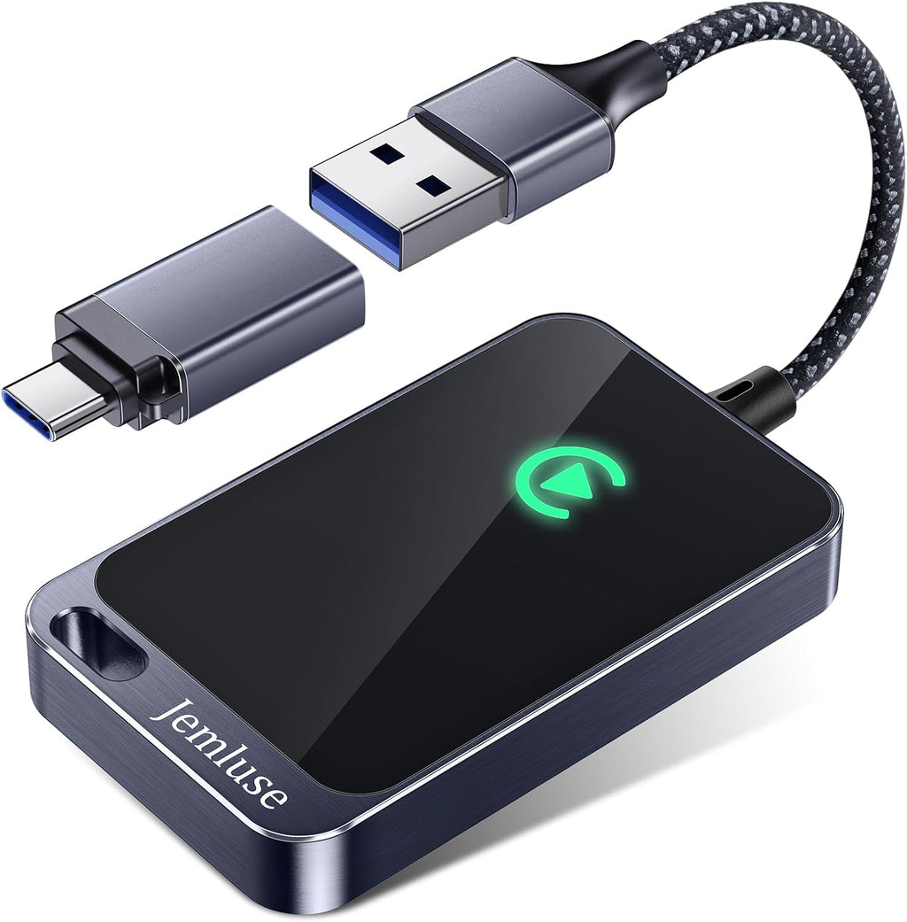 Adaptador Jemluse CarPlay Inalambrico para iPhone | Conexion Multiusuario sin Interrupciones | Convierte CarPlay con Cable a Inalambrico | Sin Latencia desde iOS 10+ | USB-C | Gris