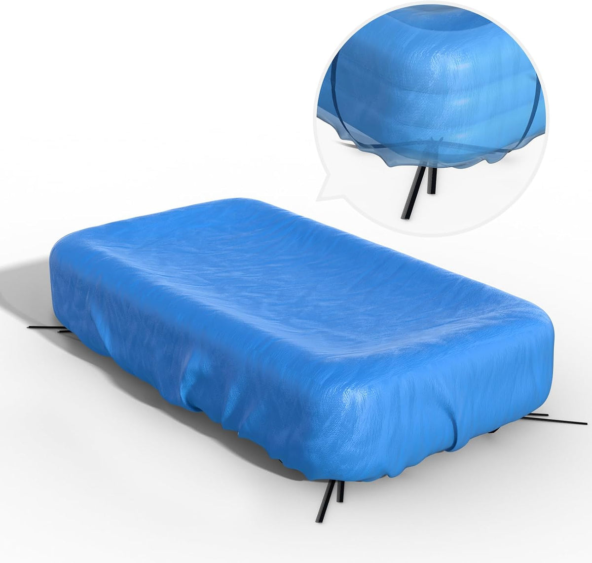 Cubierta Inflable Rectangular para Piscinas Elevadas – 120"x72", 130"x72", 145"x74" | Borde Elástico y Cordones Ajustables