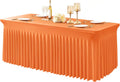 1 paquete de manteles naranjas para mesas rectangulares de 1,80 m, de una sola pieza, de spandex elástico resistente a las arrugas, con faldón, para eventos, banquetes, bodas y fiestas de cumpleaños.