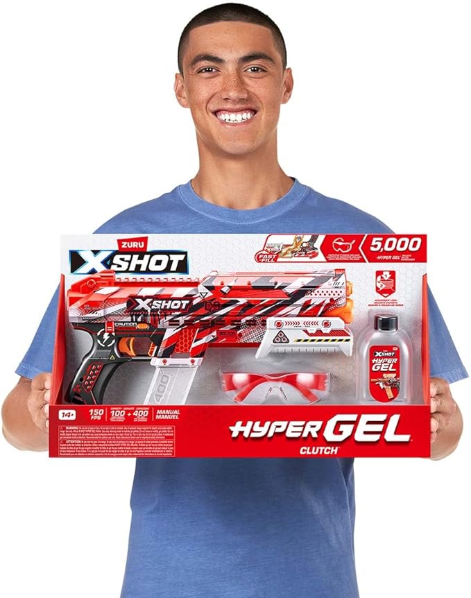 Pistola de Gel ZURU X-Shot Hyper Gel Clutch Blaster – 5,000 Gellets Incluidos | +14 Años