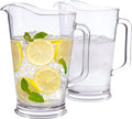 Pack 2 Jarras Acrílico Transparente 1900 ml Estilo Bistró - Sin BPA, Reutilizables, Interior y Exterior